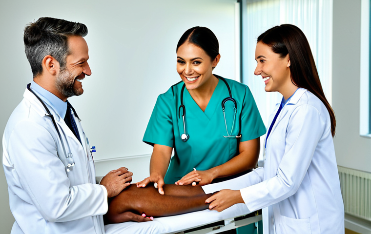 **
"A diverse team of doctors and nurses in a brightly lit, modern hospital room, fully clothed in appropriate medical attire, attending to a patient simulator. Smiling faces, collaborative environment, safe for work, professional medical setting, perfect anatomy, correct proportions, natural pose, well-formed hands, proper finger count, natural body proportions, modest clothing, family-friendly, high quality rendering."
**