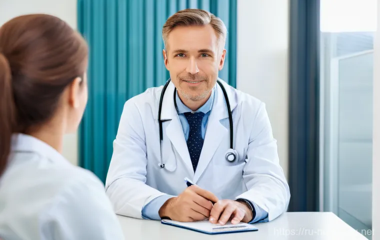 의료 커뮤니케이션 - **Prompt: Empowered Patient and Attentive Doctor in a Trusting Dialogue**
    A bright, clean, and m...
